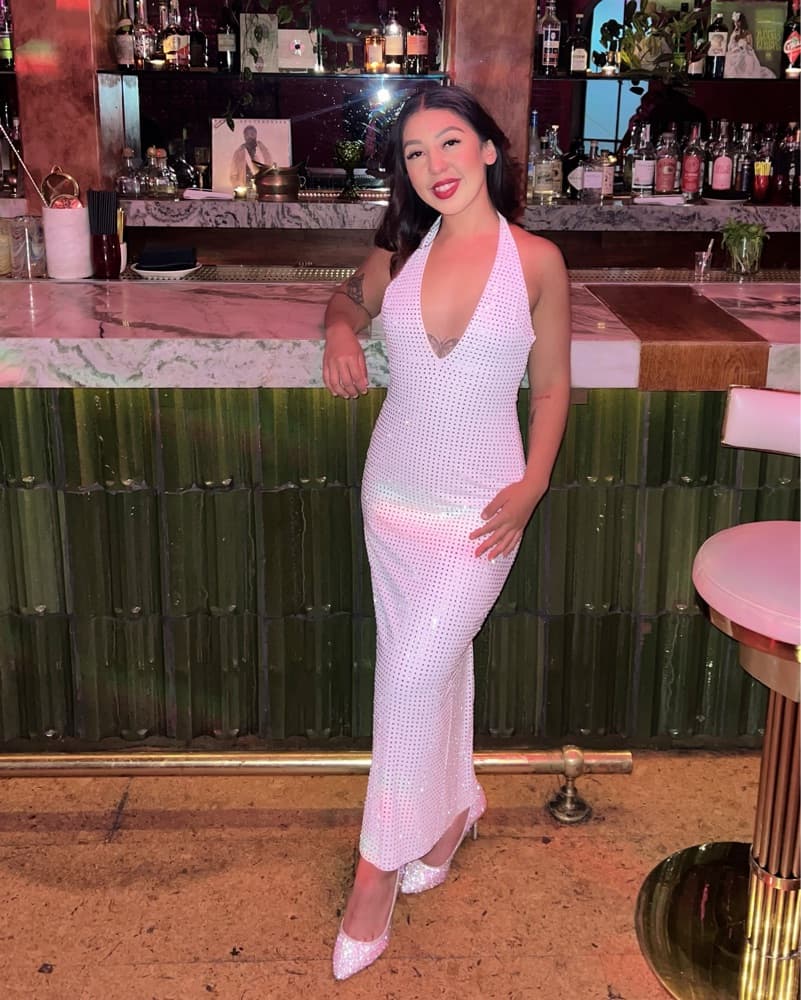 Sparkling White Halter Maxi Dress - Image 4