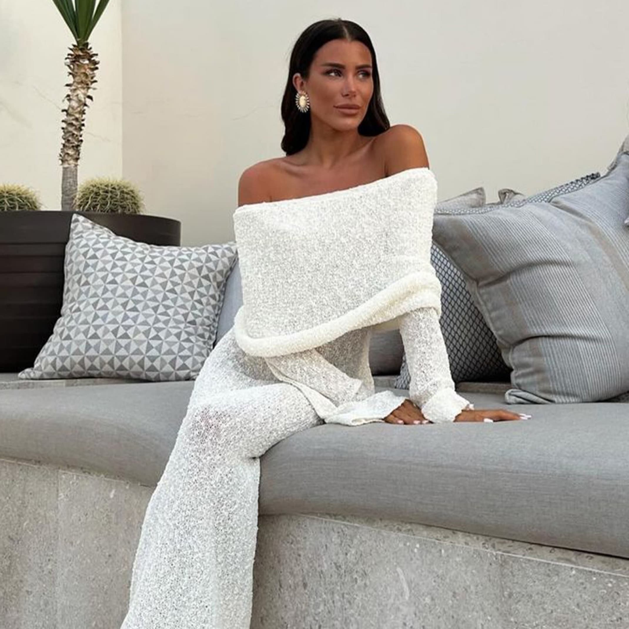 Marisol Off Shoulder Boucle Maxi Dress - Image 2