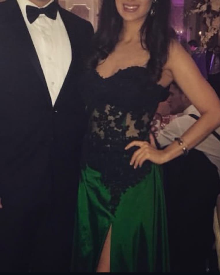 Dark Green Black Lace Corset Gown - Image 3