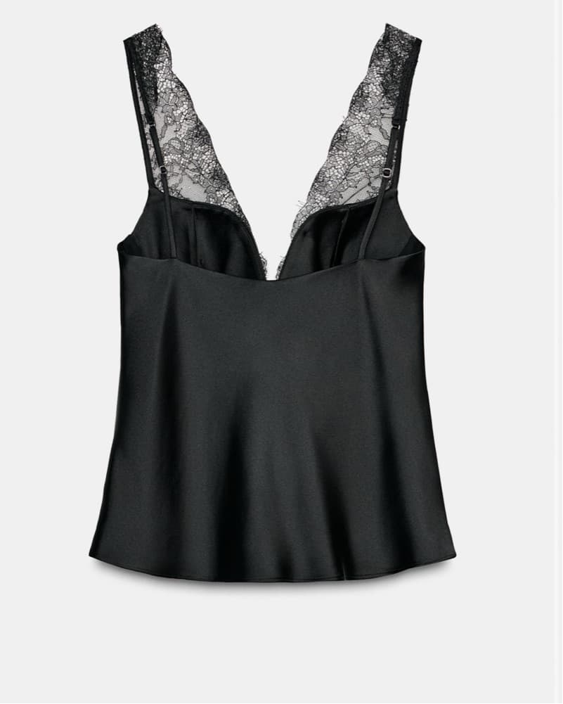 Zara Black Satin Lace Top - Image 3