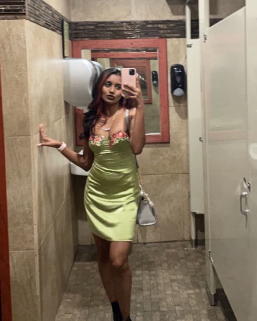 Mini Floral Green Dress  - Image 2