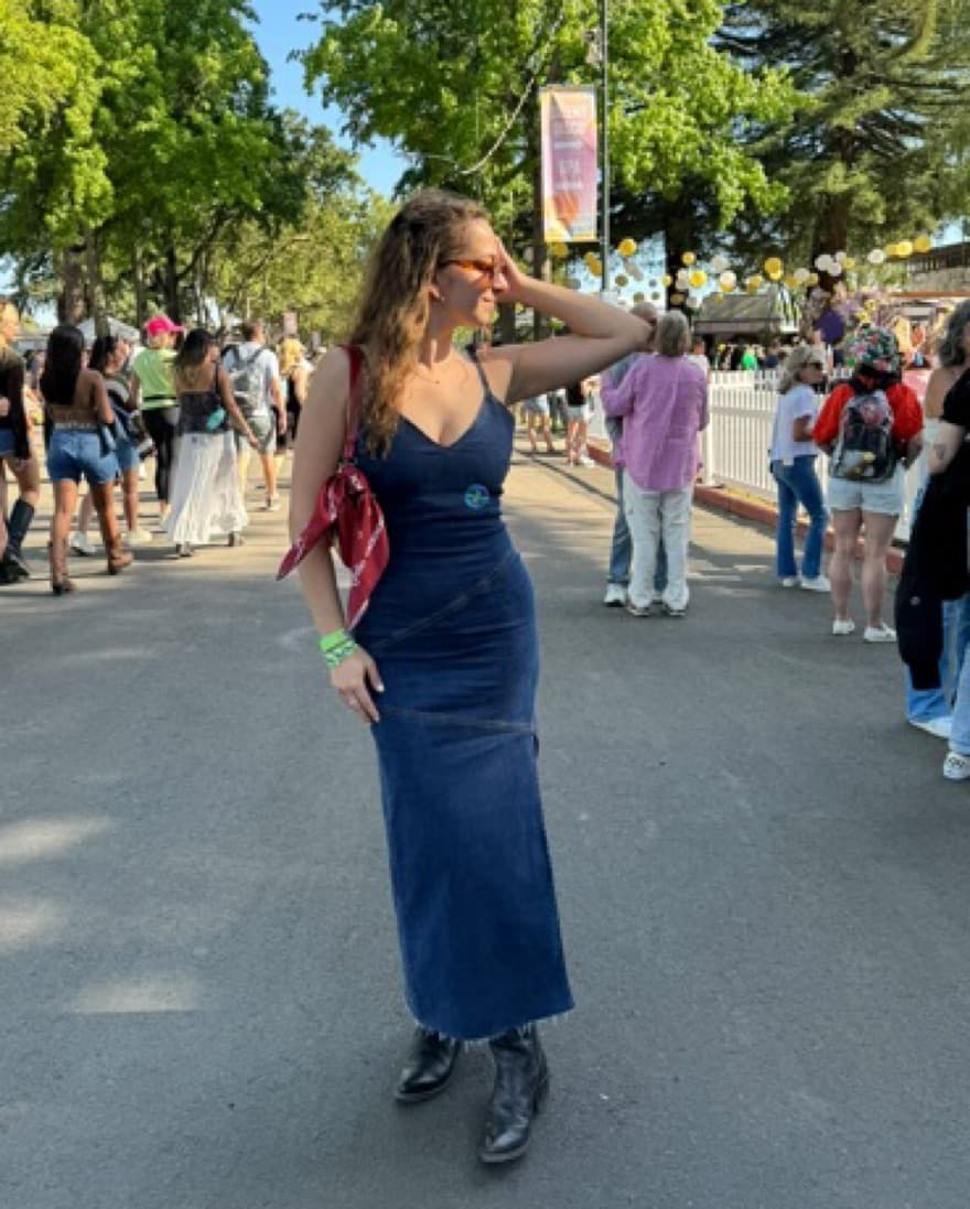 Reformation Long Denim Dress - Image 2