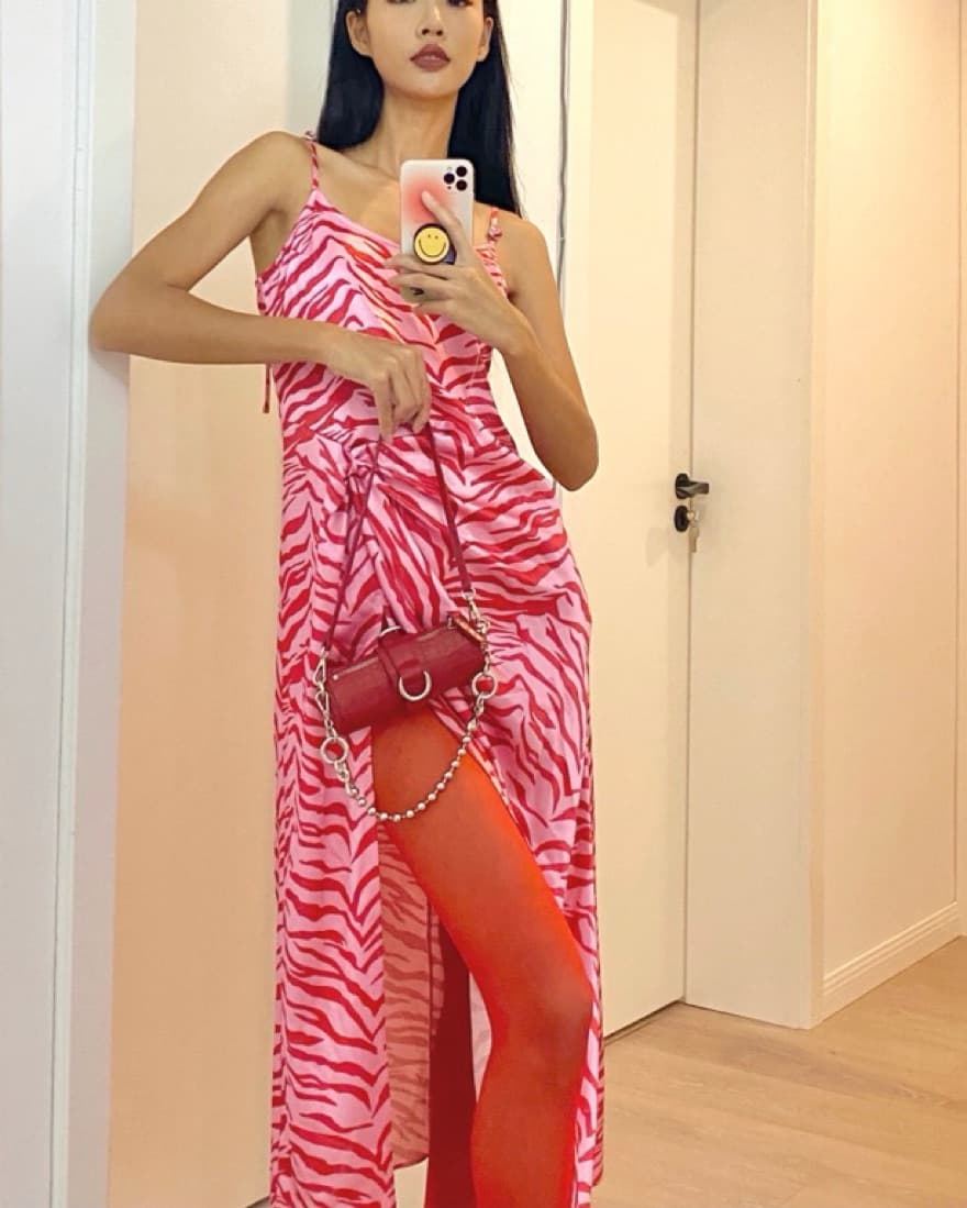 PRIVATE POLICY Pink & Red Strap Dress - Image 1