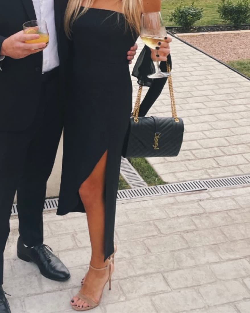 Black Midi Dress With Slit  - Image 1