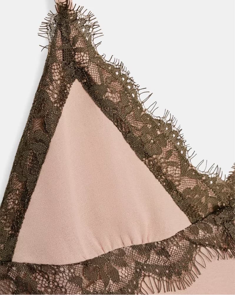 Zara Pink And Brown Lace Mini Dress - Image 3