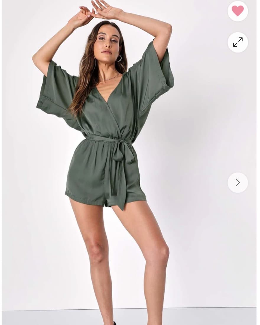 Lulus Olive Green Romper Half Sleeve - Image 1