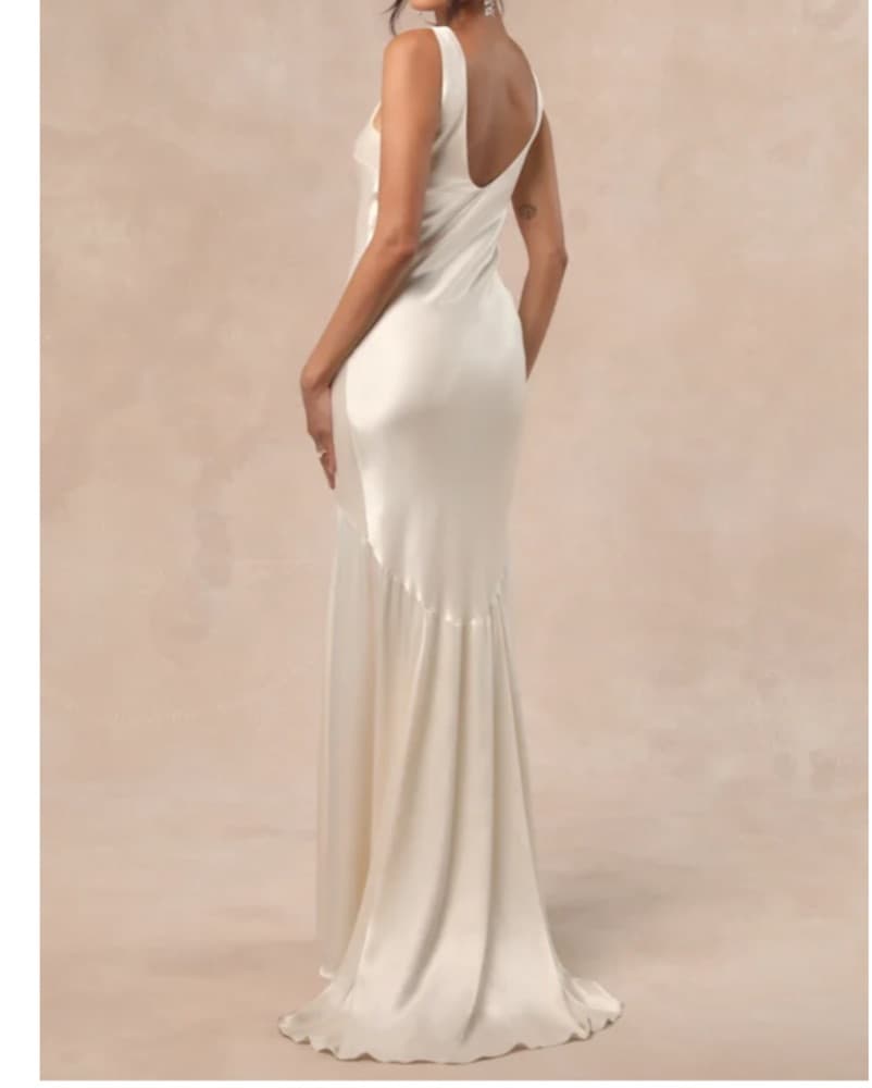 Champagne Scoop Neck Maxi Dress/Gown - Image 3