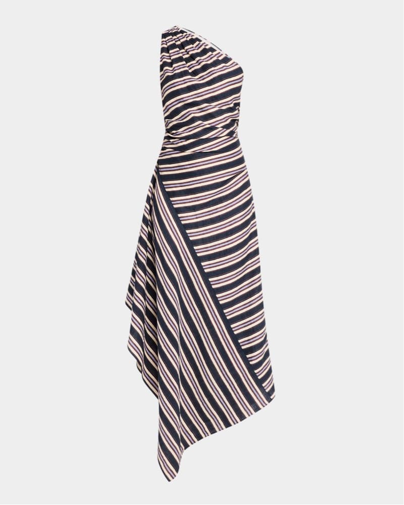 A.L.C. Lyn Stripe One-Shoulder Midi Dres - Image 3