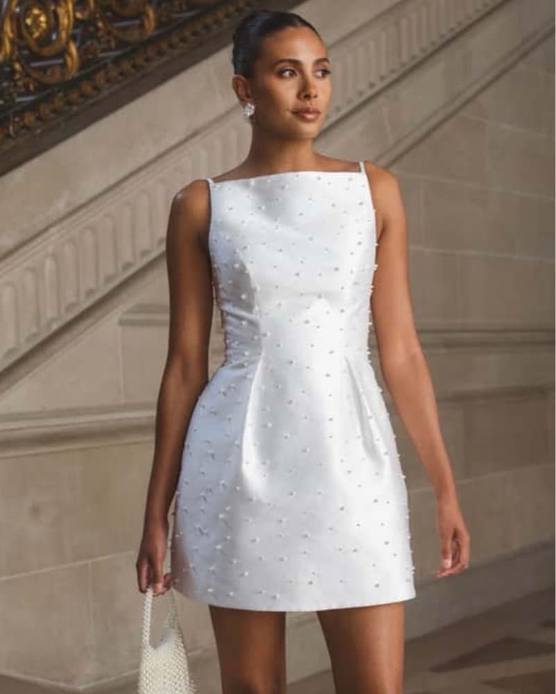 Jenny Yoo White Pearl Mini – Bridal - Image 3