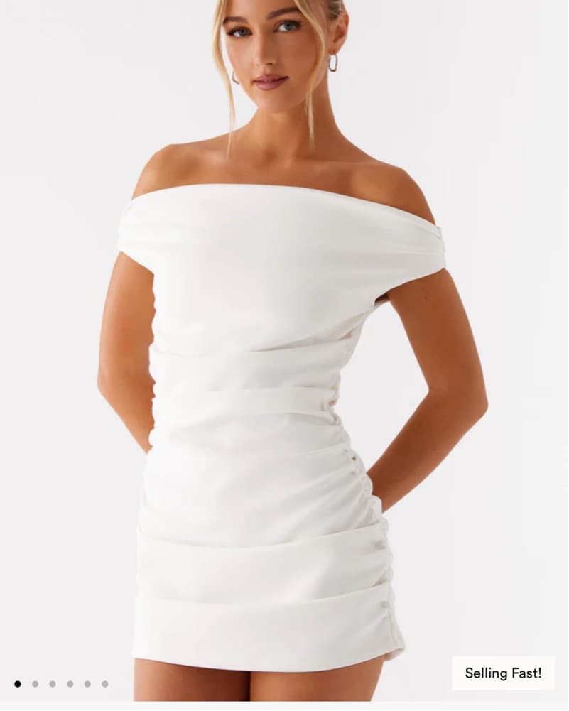 Morgan Off Shoulder Mini Dress - Ivory - Image 1