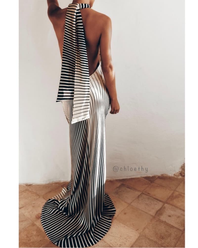 Zara Satin Effect Striped Dress - Image 2