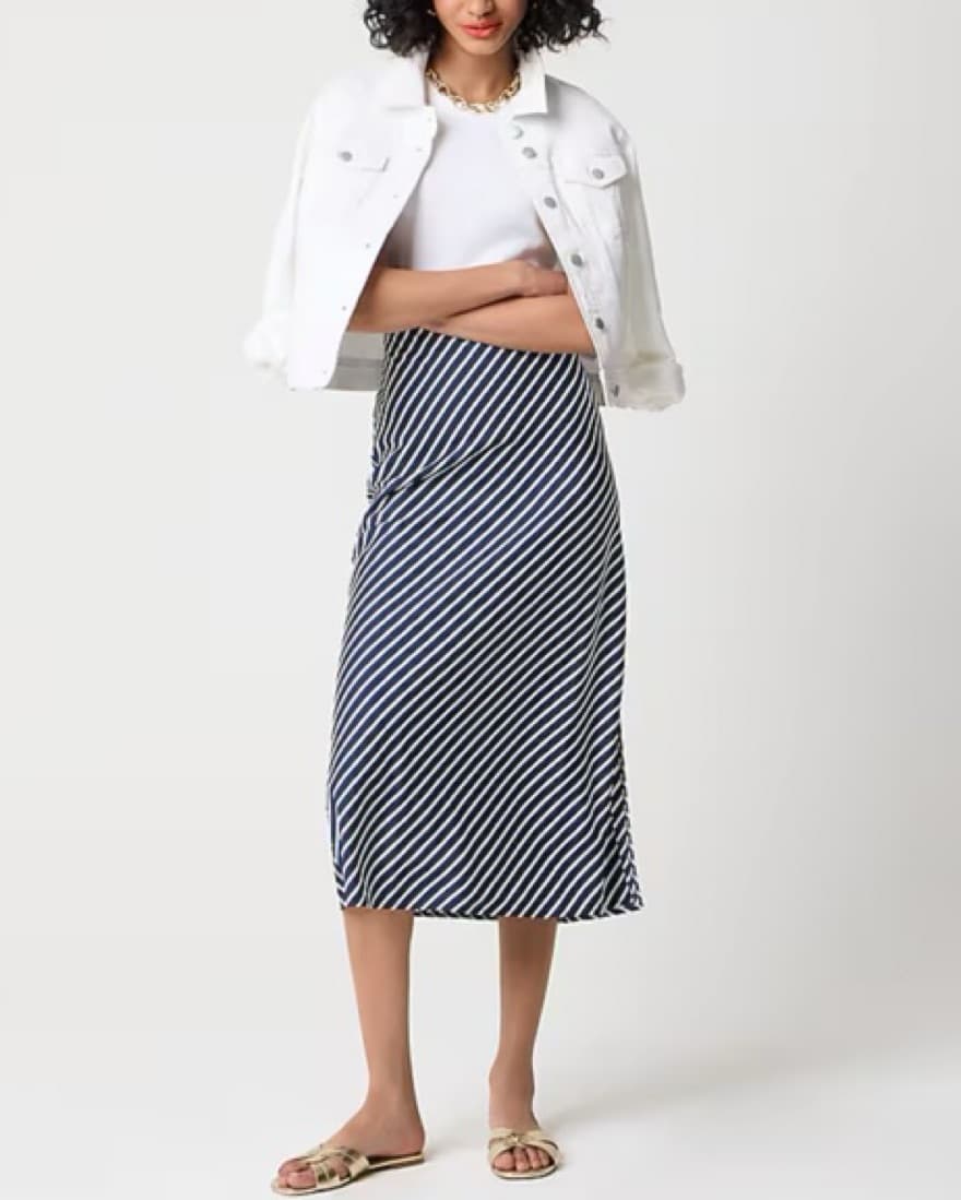 Jcrew Silk/Satin Striped Slip Skirt  - Image 2