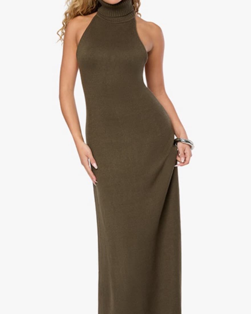 Open Back Halter Maxi Dress - Image 3