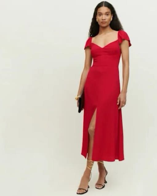 Reformation Baxley Sweetheart Dress Red - Image 1