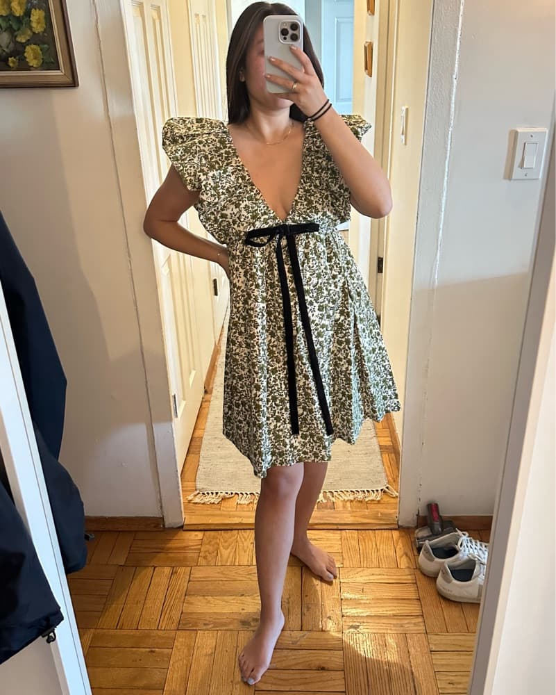 Floral Mini Dress with Puff Sleeves - Image 1