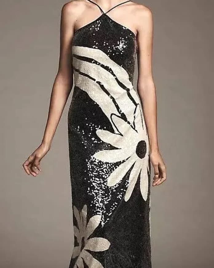 Farm Rio Anthro Sequin Halter Midi Dress - Image 2
