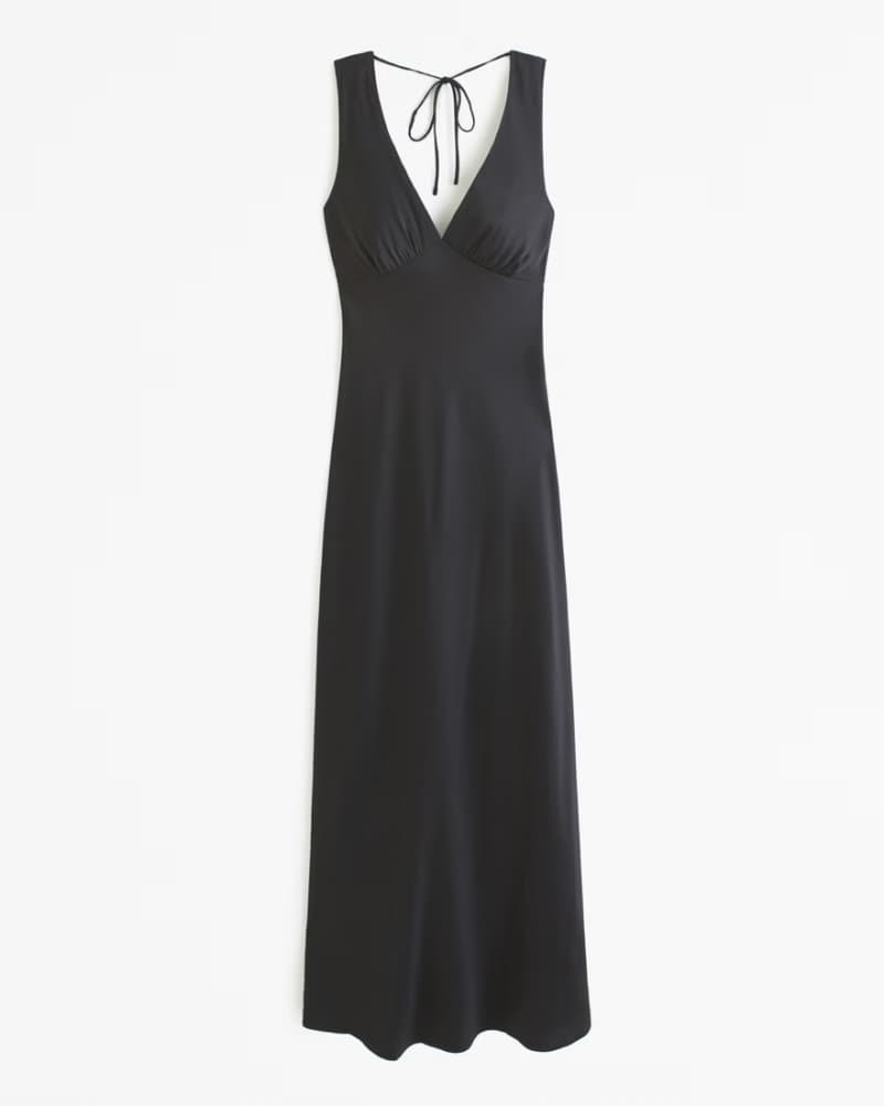 A&F Plunge Cowl Back Maxi Dress, Black - Image 1