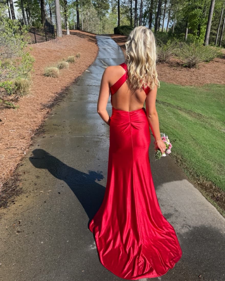 Jovani Red Prom Dress Maxi Halter  - Image 5