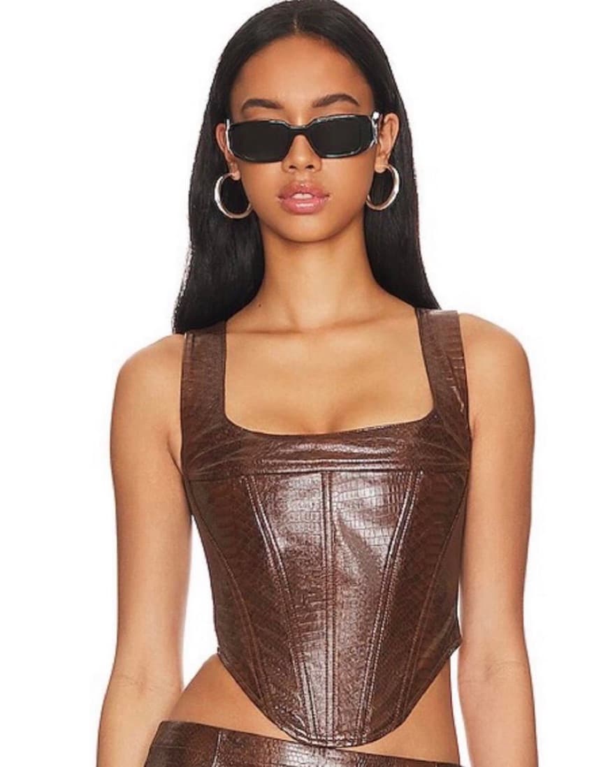 Miaou Campbell Brown Snakeskin Corset - Image 1
