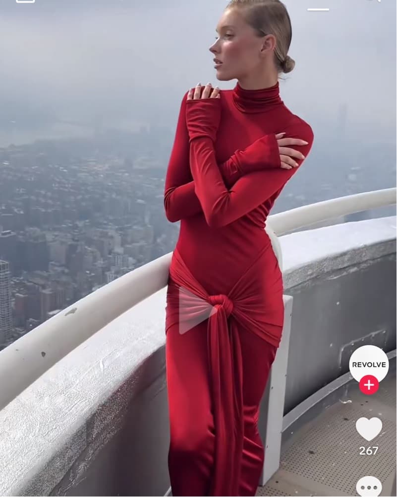 Helsa Slinky Jersey Red Dress  - Image 1