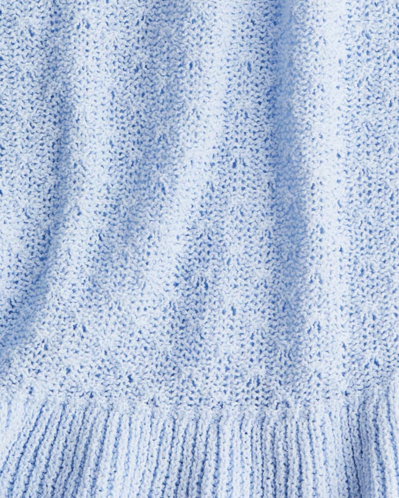 Cozy Baby Blue Knit Peplum Sweater Top - Image 4