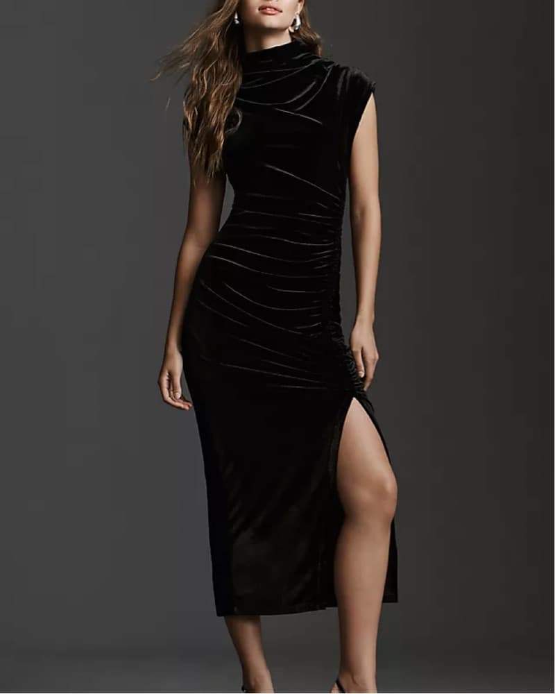 Anthropologie Black Velvet Dress - Image 3