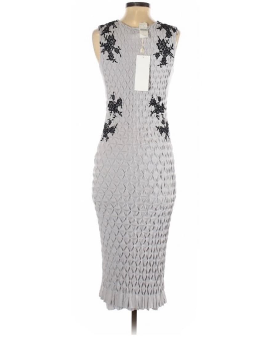 Huishan Zhang Lace Embroidery Grey Dress - Image 2