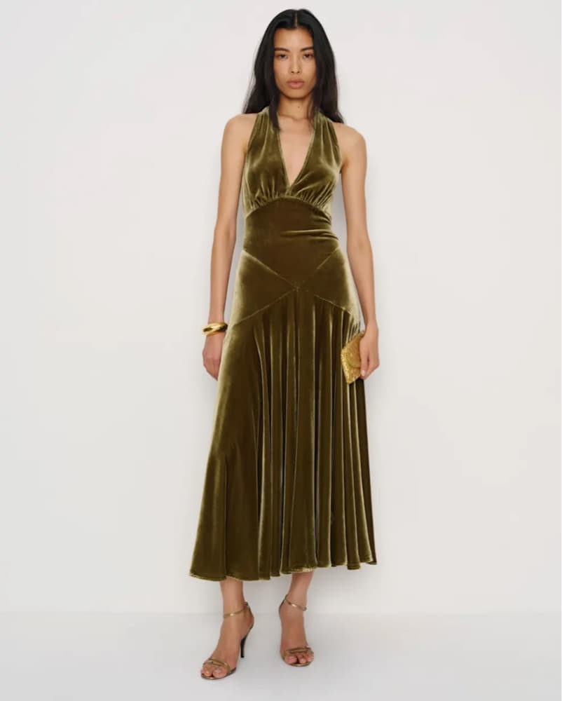 Reformation Velvet Midi Dress - Image 1