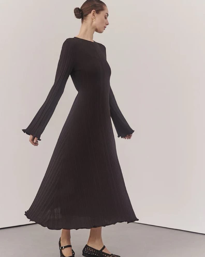 Dissh Sylvia Chocolate Knit Midi Dress - Image 2