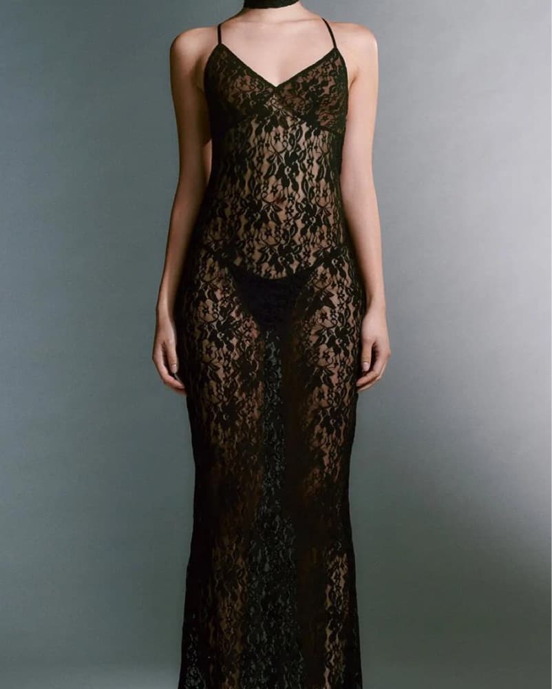 I Am Gia Cruzi Black Lace Maxi Dress - Image 1