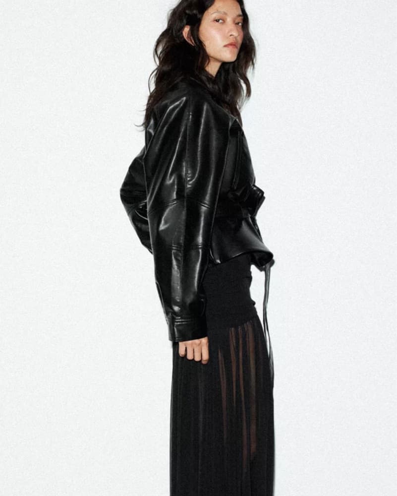 Peplum Leather Jacket - Image 6