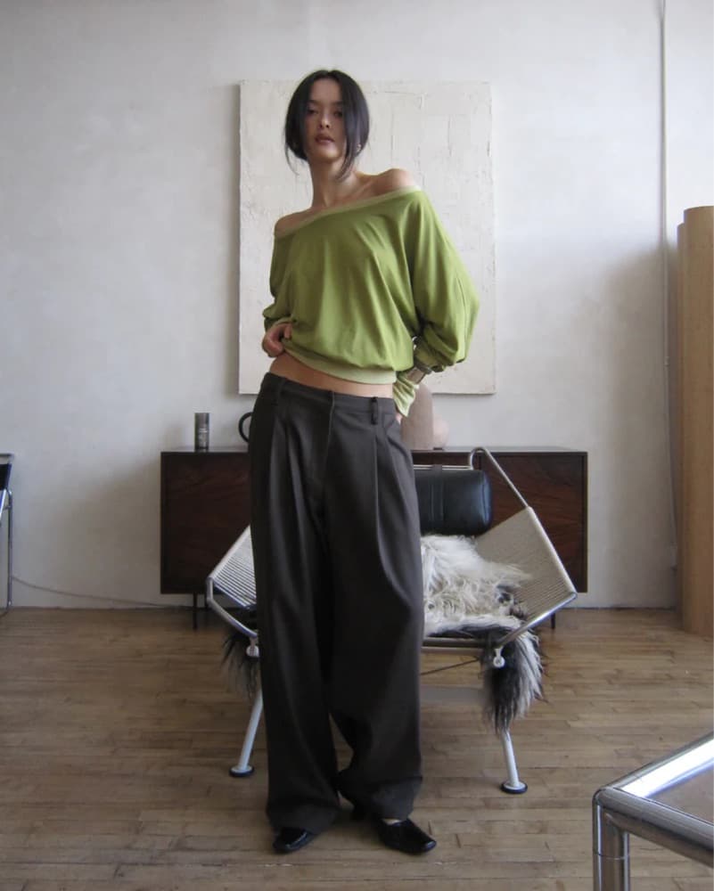 Uniform Person Off Shoulder Top -matcha - Image 4