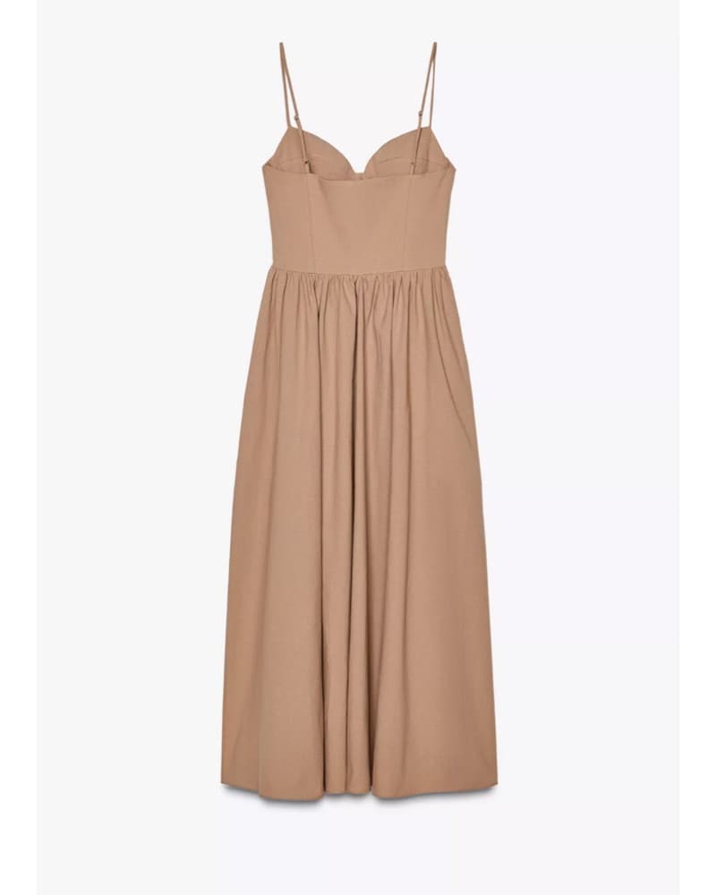Zara Tan Bustier Midi Dress - Image 3