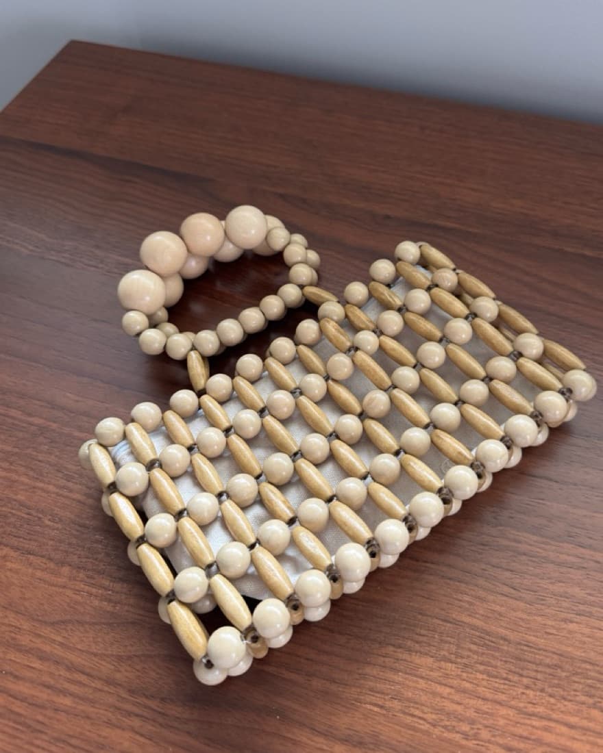 Woven Wood Bead Purse - Image 2