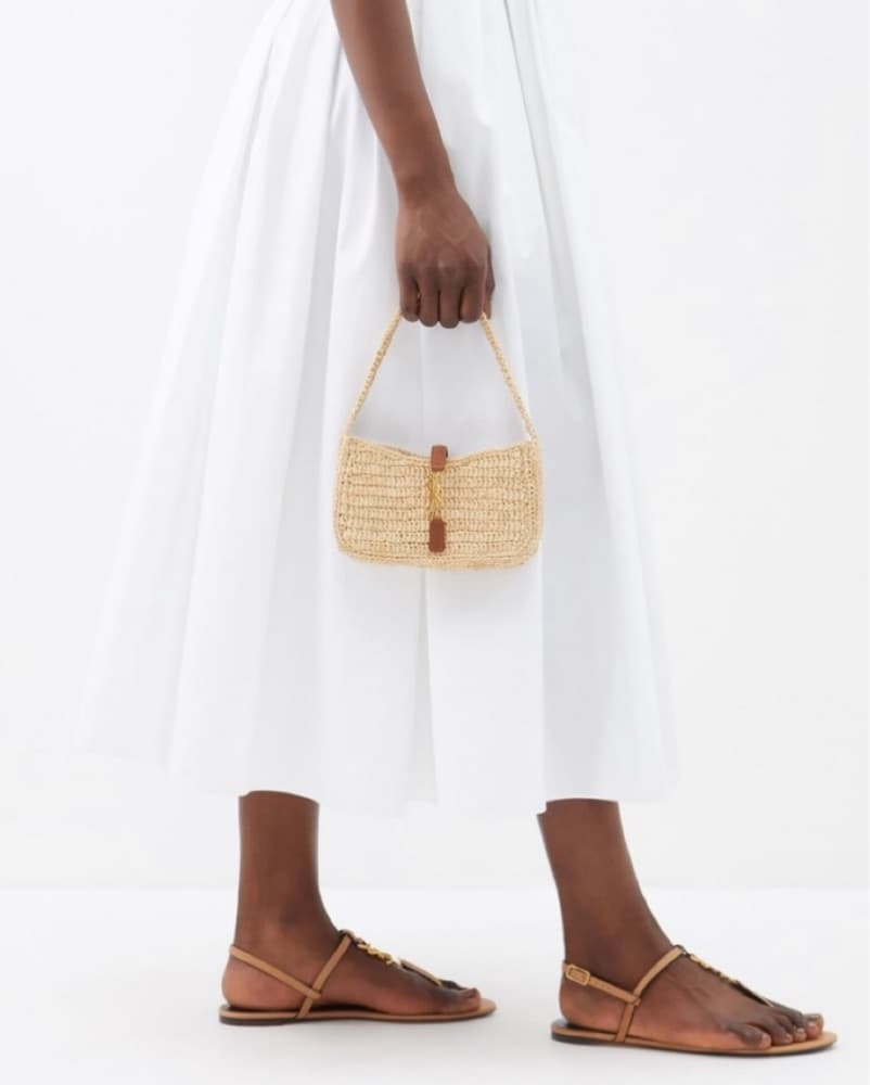 YSL La 5 a 7 Mini Raffia Bag - Image 5