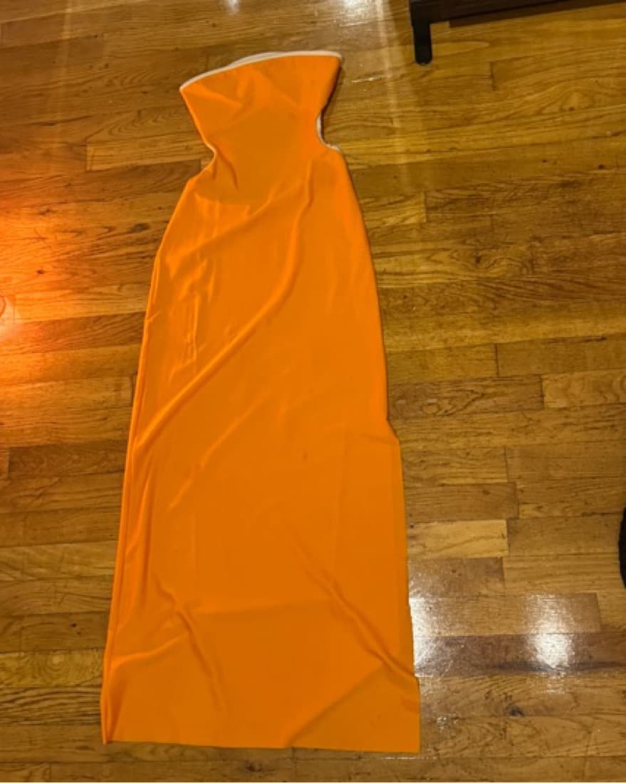 Orange Strapless Bodycon Maxi Dress - Image 4