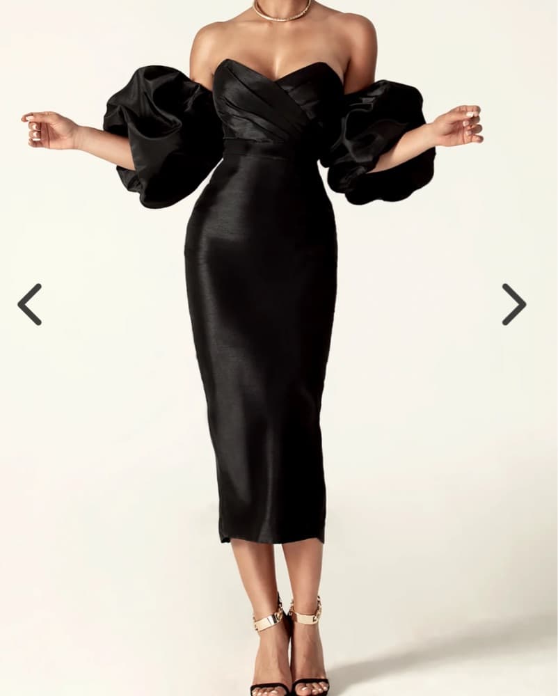 TIFFANY DUPIONI PUFF SLEEVE MAXI DRESS - Image 1