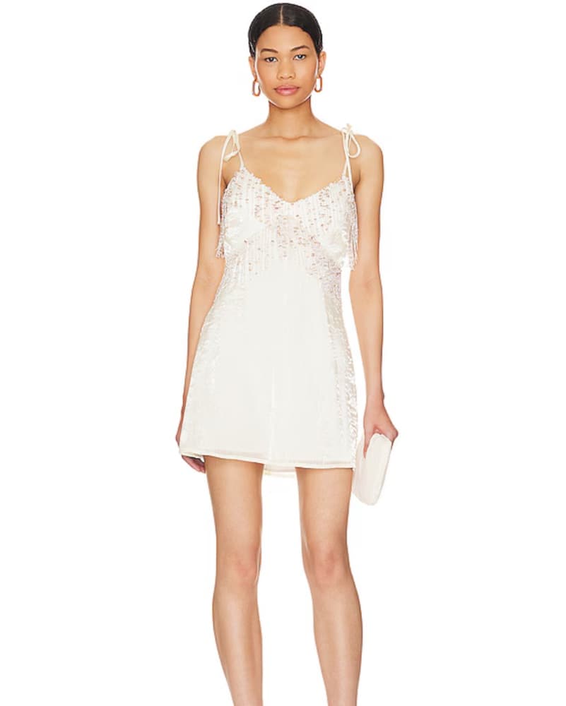House Of Harlow Ivory Beaded Mini Dress - Image 1
