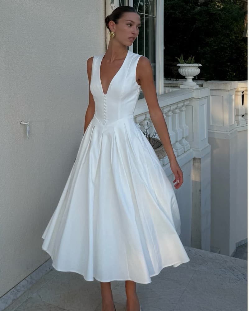 Meshki Keely White Midi Dress - Image 1