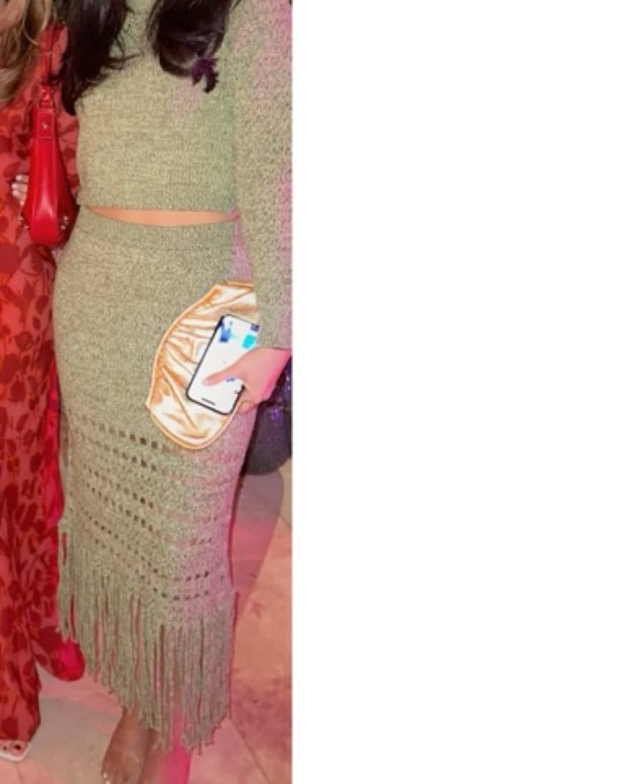 Fringed Knit Midi Skirt And CroppeShirt  - Image 3