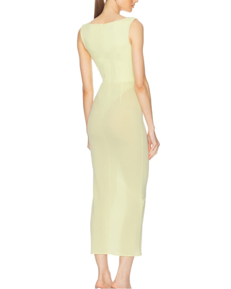 Elegant Yellow Midi Dress - Image 3