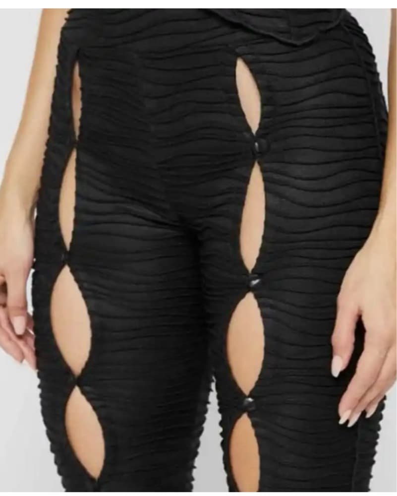 Cut Out Flare Pants Black - Image 2