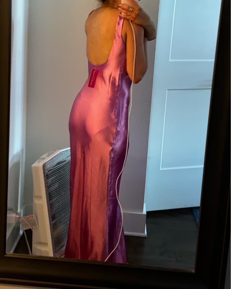 Pink Long Open Back Dress - Image 3