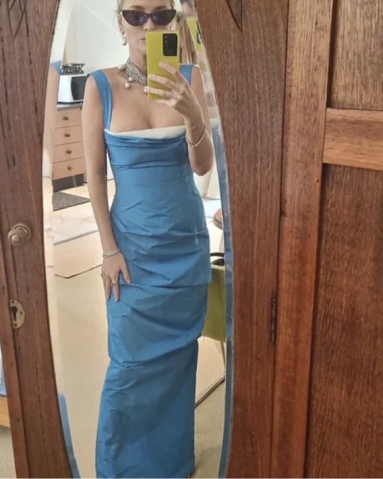 Paris Georgia Raff Dress In Turquoise  - Image 2