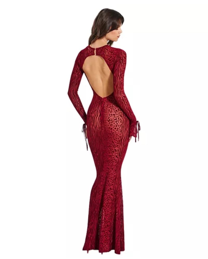 Miss Circle Long Sleeve Red Gown  - Image 5