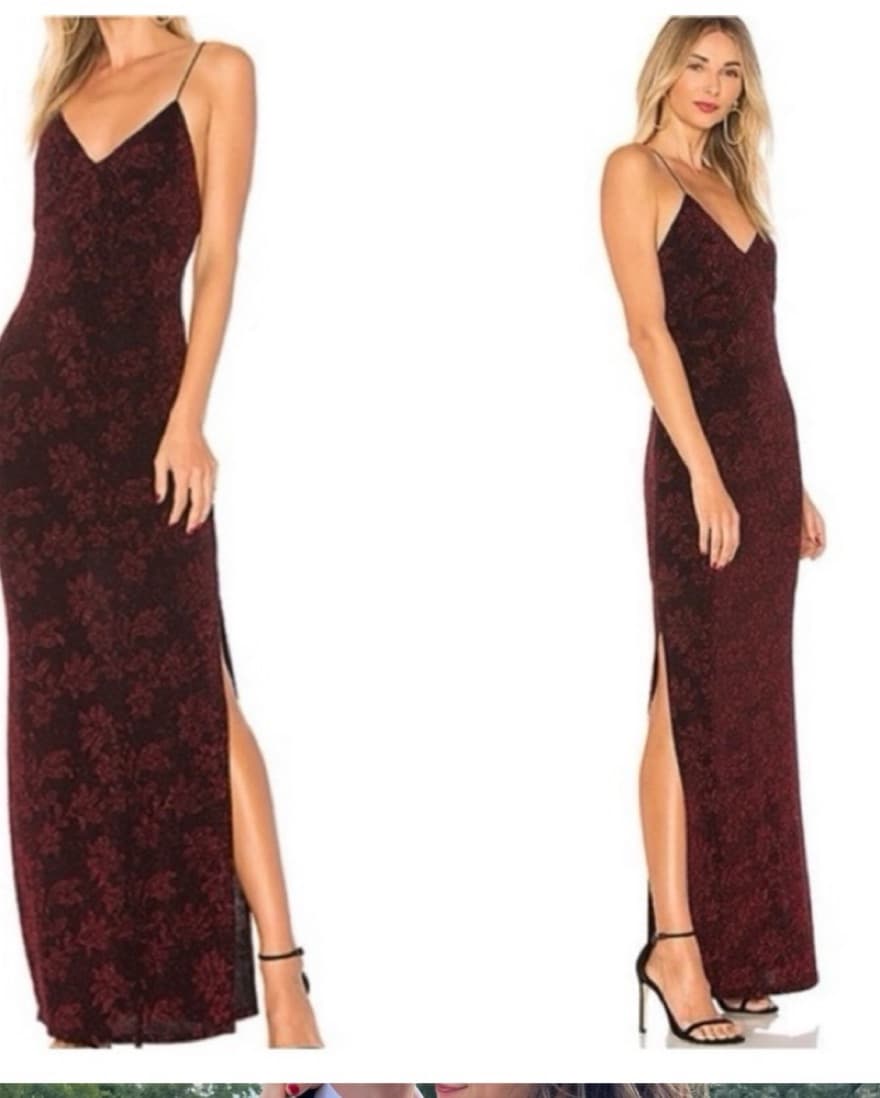 Burgundy Floral Lace Gown - Image 3