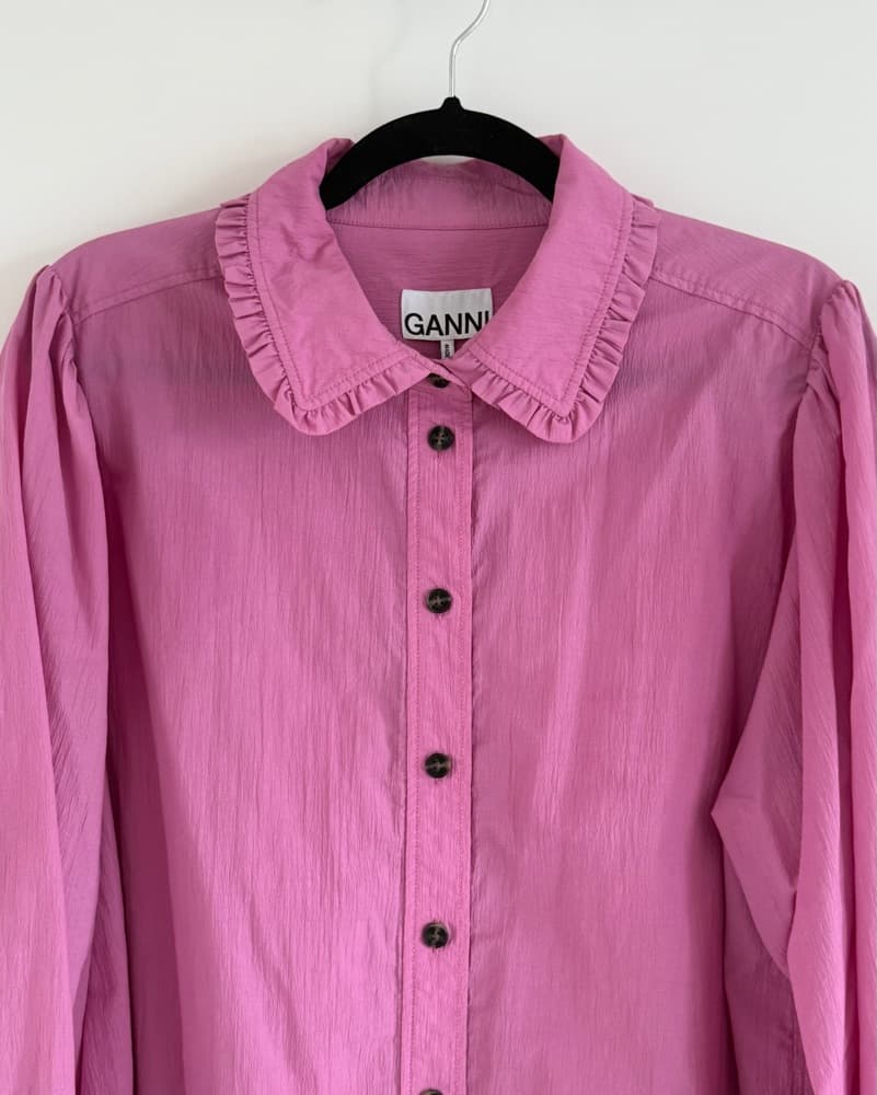 GANNI Pink Oversized Blouse - Image 2