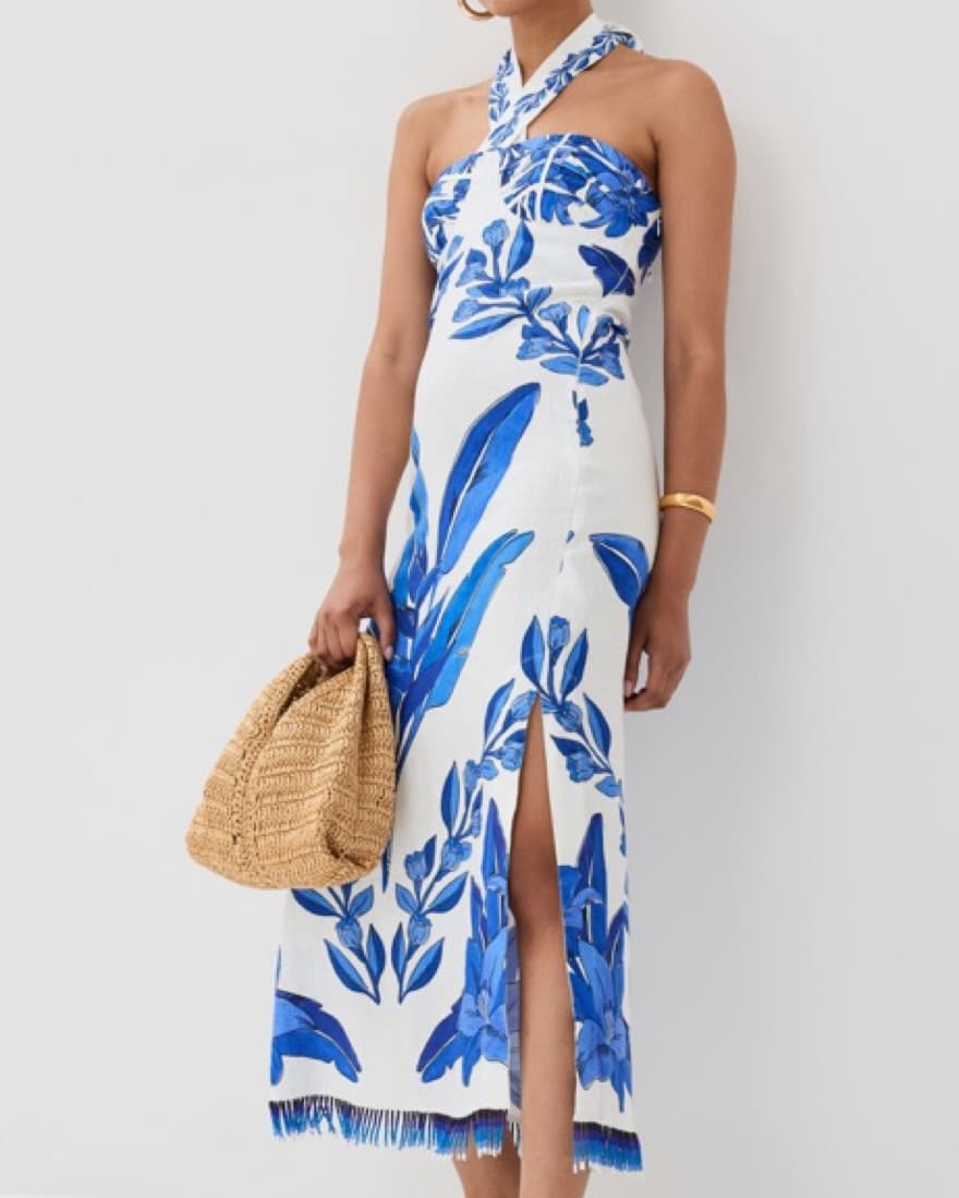 FARM RIO Blue Yard Off-White Maxi Dress  - Image 5