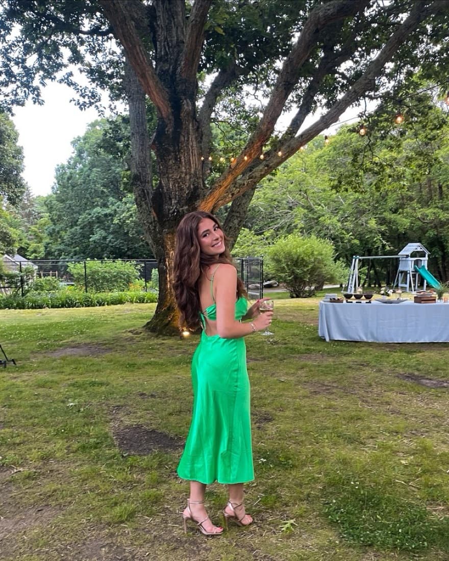 lisa cowl neck dress in green - Image 1