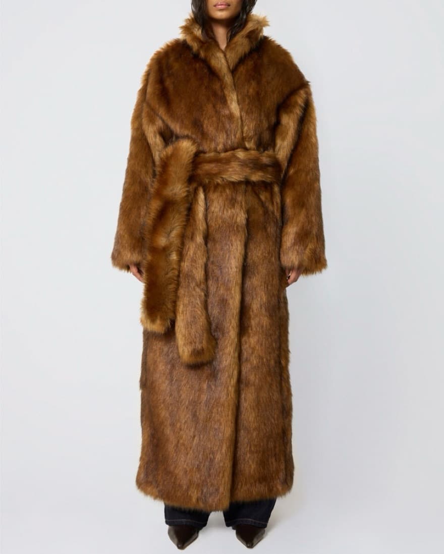 Khy Brown Faux Fur Coat - Image 1
